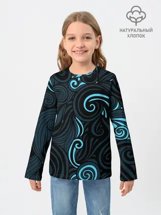 Детский лонгслив / Лазурные листья