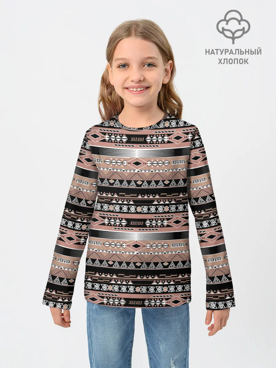 Детский лонгслив / Полосатый этнический орнамент