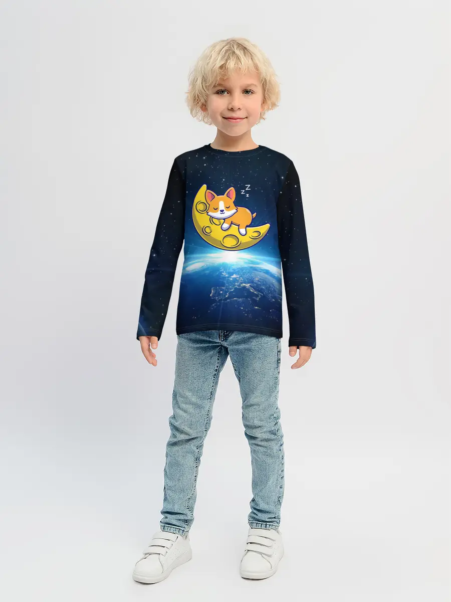 Детский лонгслив / Лунный корги | Space Corgi