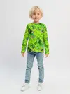 Детский лонгслив / Ярко-зеленый абстрактный узор
