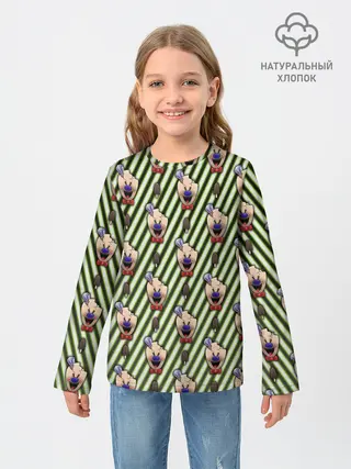 Детский лонгслив / ICE SCREAM зеленый паттерн