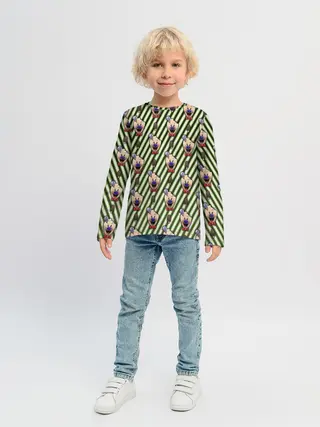 Детский лонгслив / ICE SCREAM зеленый паттерн