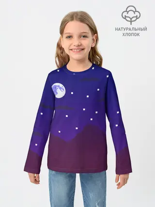 Детский лонгслив / Пиксельная ночь | 8 bit