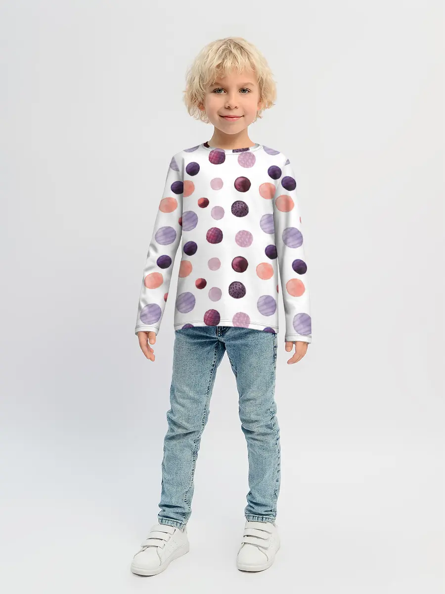 Детский лонгслив / Акварельные сиреневые круги