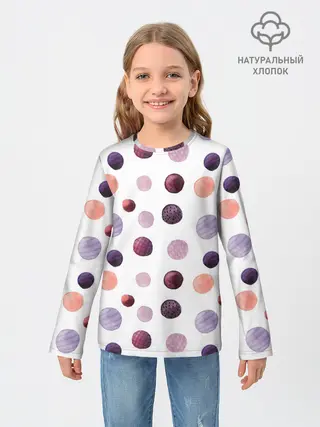 Детский лонгслив / Акварельные сиреневые круги