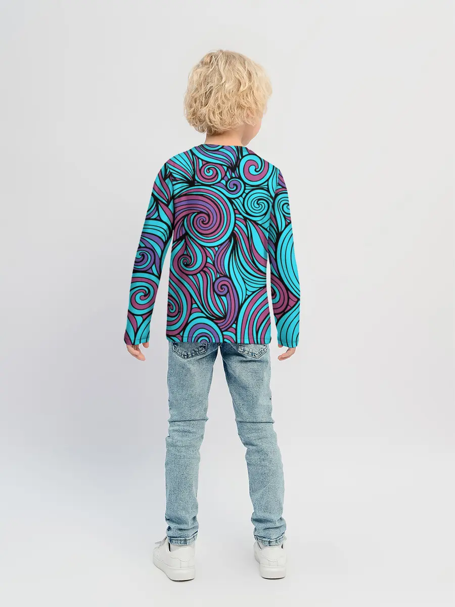 Детский лонгслив / Синие листья