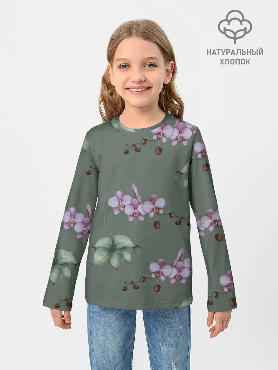 Детский лонгслив / Розовые орхидеи