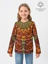 Детский лонгслив / Оранжево-оливковый калейдоскоп