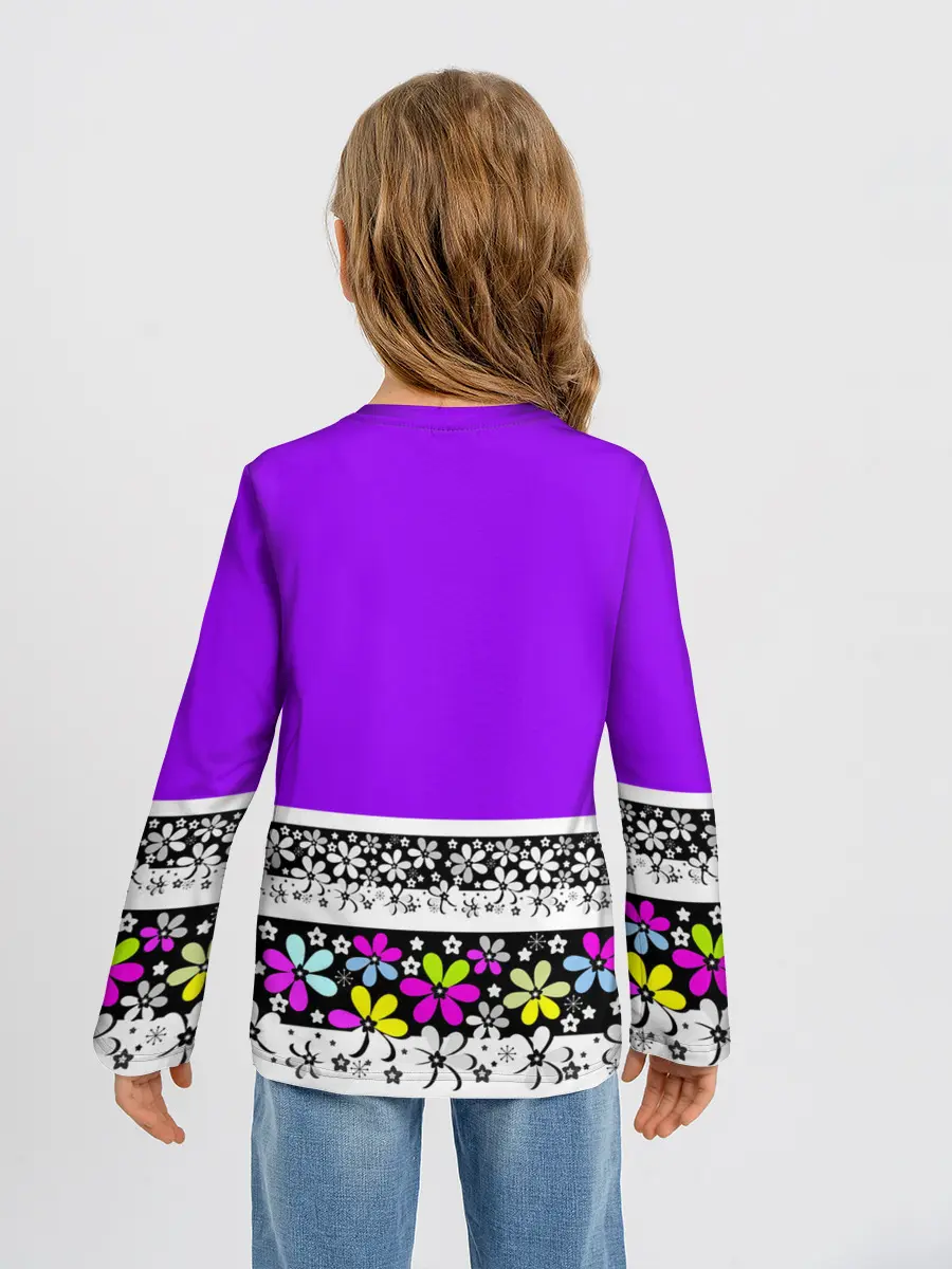 Детский лонгслив / Яркий фиолетовый цветочный