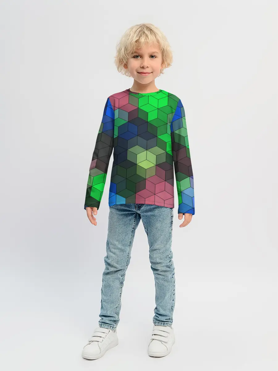Детский лонгслив / Разноцветный геометрический уз
