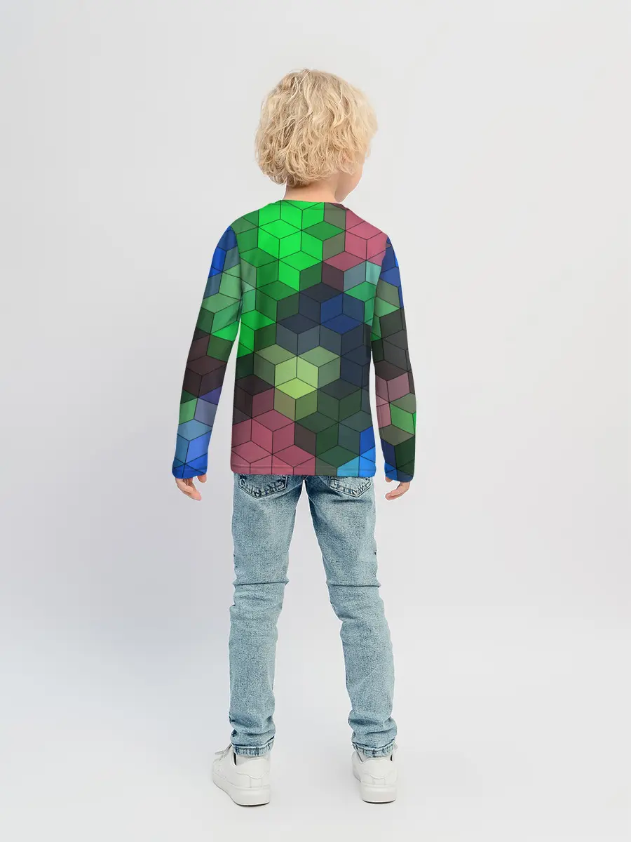 Детский лонгслив / Разноцветный геометрический уз