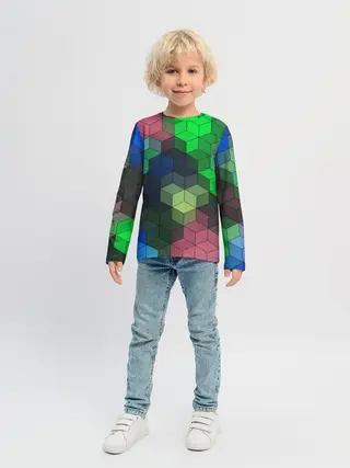 Детский лонгслив / Разноцветный геометрический уз