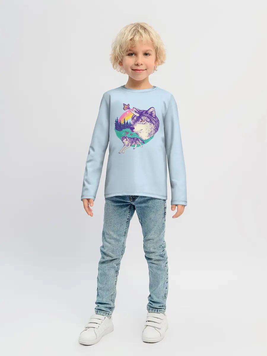 Детский лонгслив / Волк единорог