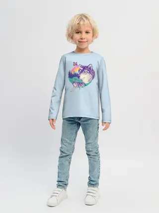 Детский лонгслив / Волк единорог