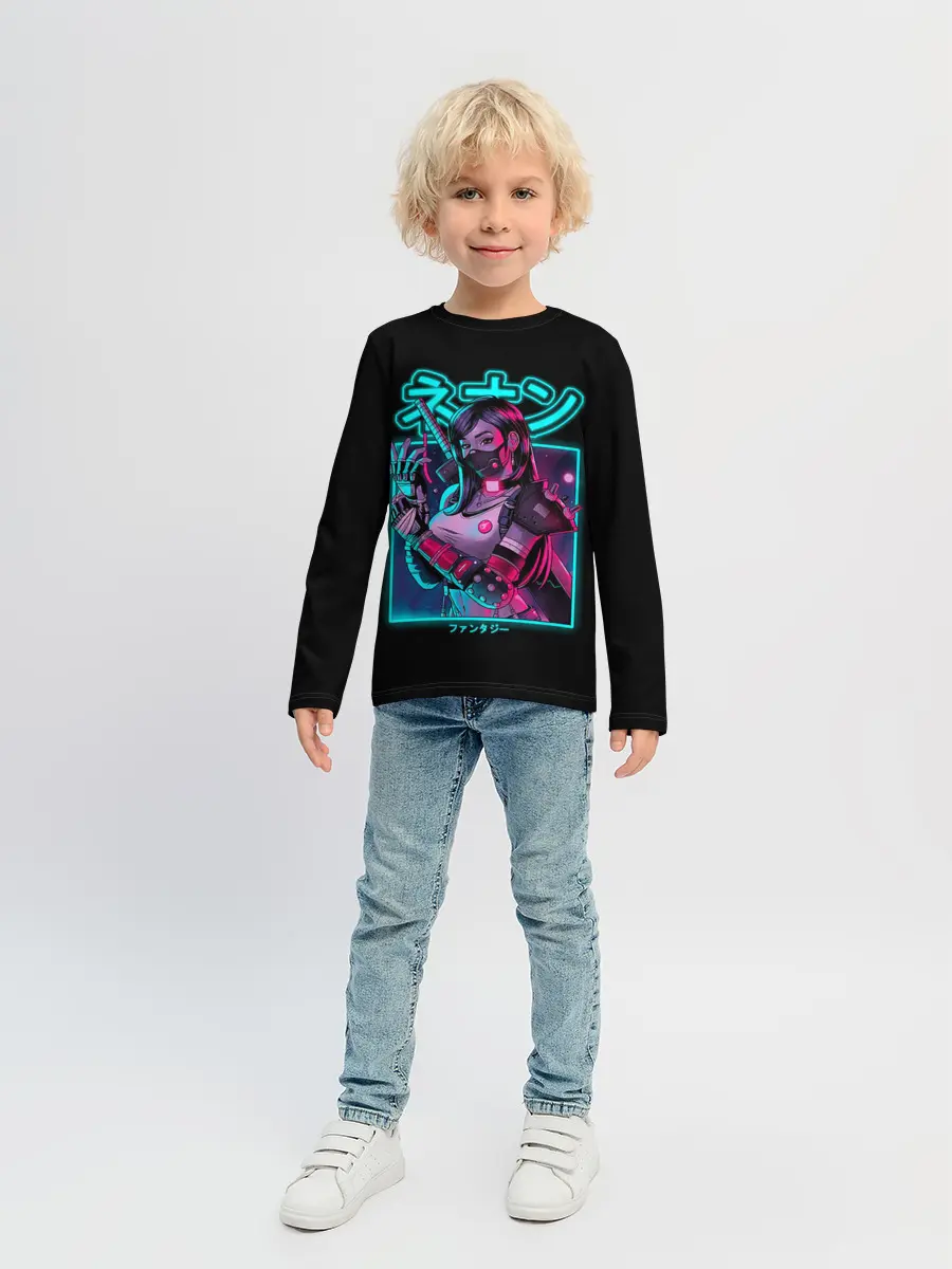 Детский лонгслив / Neon girl