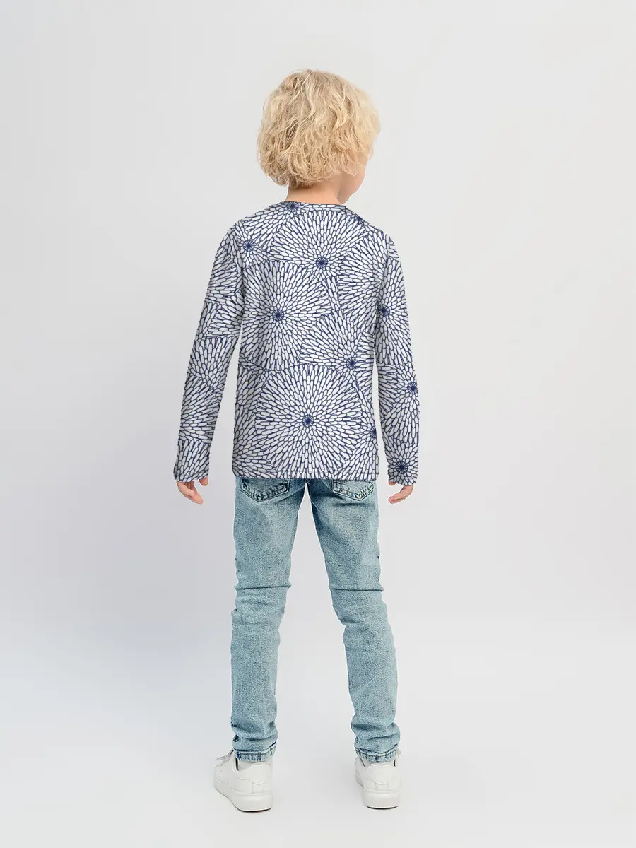 Детский лонгслив / БЕЛЫЕ ХРИЗАНТЕМЫ | ПАТТЕРН