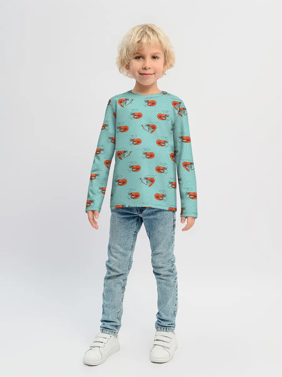 Детский лонгслив / Креветки паттерн