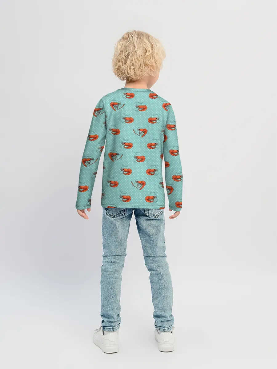 Детский лонгслив / Креветки паттерн