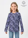 Детский лонгслив / Сине-фиолетовый цветочный узор