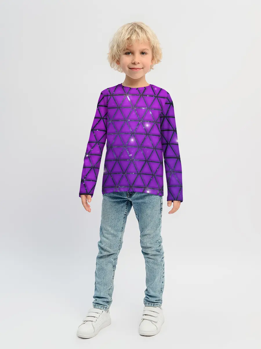 Детский лонгслив / Фиолетовые треугольники