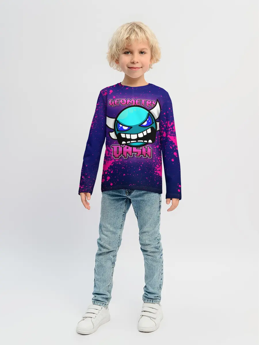 Детский лонгслив / Geometry Dash