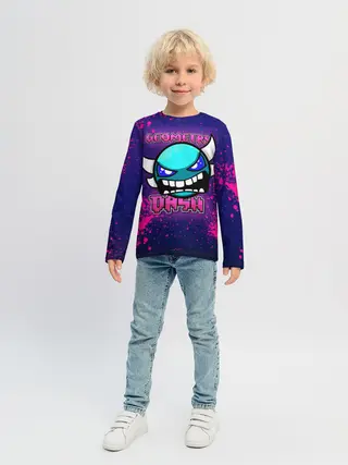 Детский лонгслив / Geometry Dash