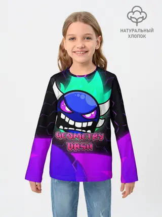 Детский лонгслив / Geometry Dash