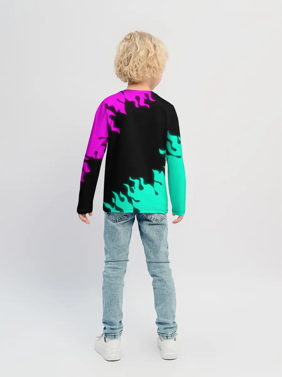 Детский лонгслив / Geometry Dash