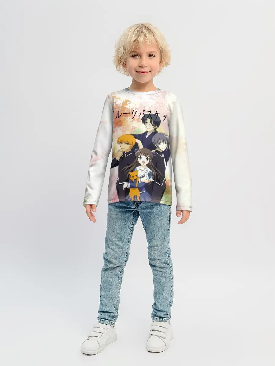 Детский лонгслив / Корзинка фруктов персонажи