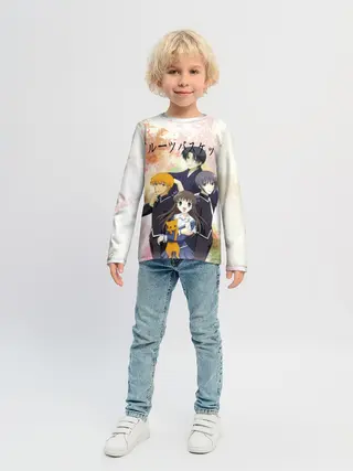 Детский лонгслив / Корзинка фруктов персонажи