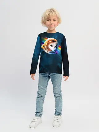 Детский лонгслив / Котик Космонавт