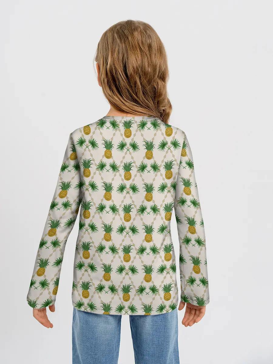 Детский лонгслив / Узор ретро Ананасы