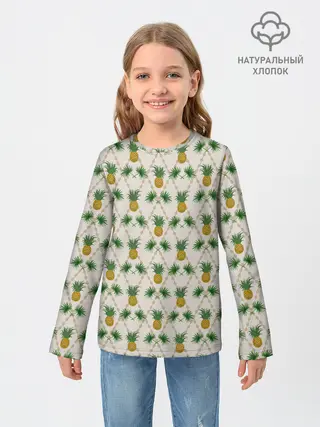 Детский лонгслив / Узор ретро Ананасы