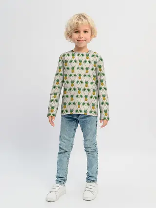 Детский лонгслив / Узор ретро Ананасы