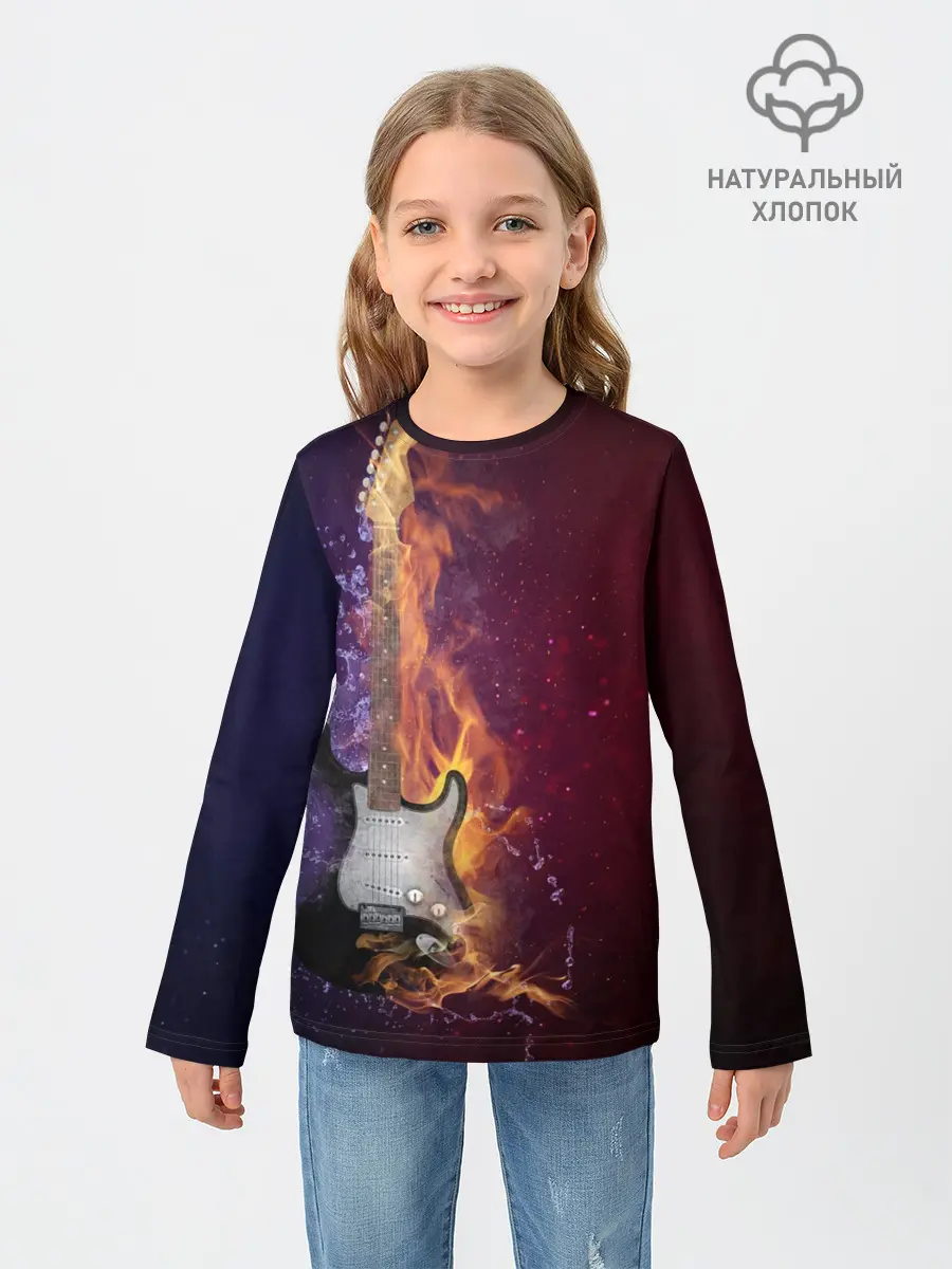 Детский лонгслив / Гитара - Огонь и вода