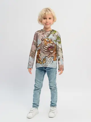 Детский лонгслив / Тигр в облаках