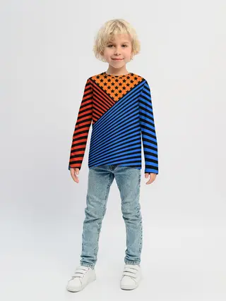 Детский лонгслив / Комбинированный полосатый узор