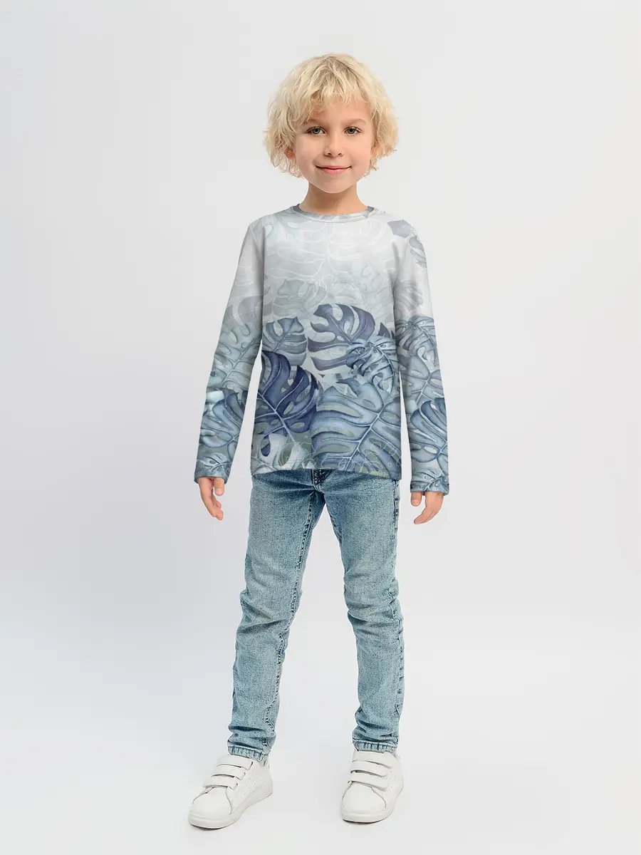 Детский лонгслив / Синие листья