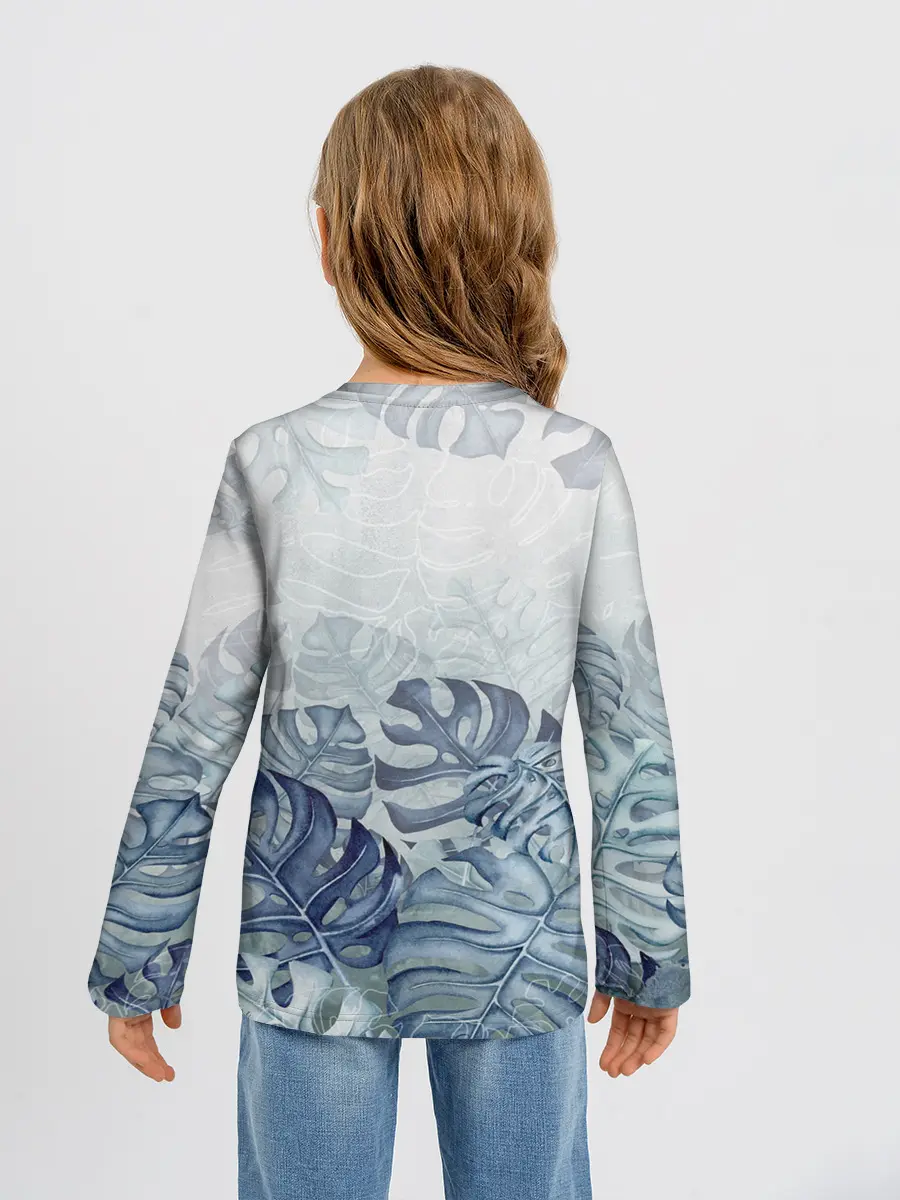 Детский лонгслив / Синие листья