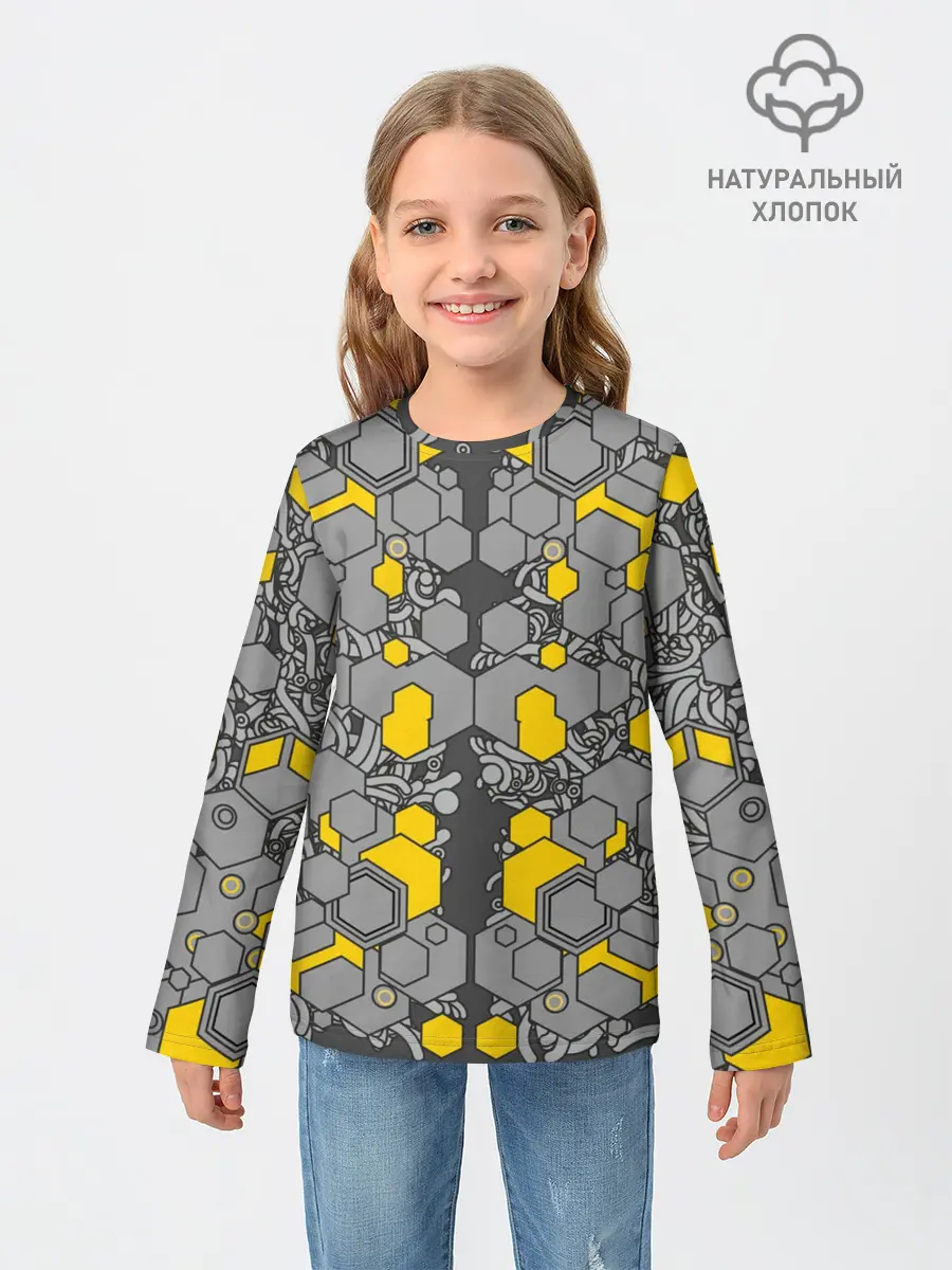 Детский лонгслив / абстракция киберпанк