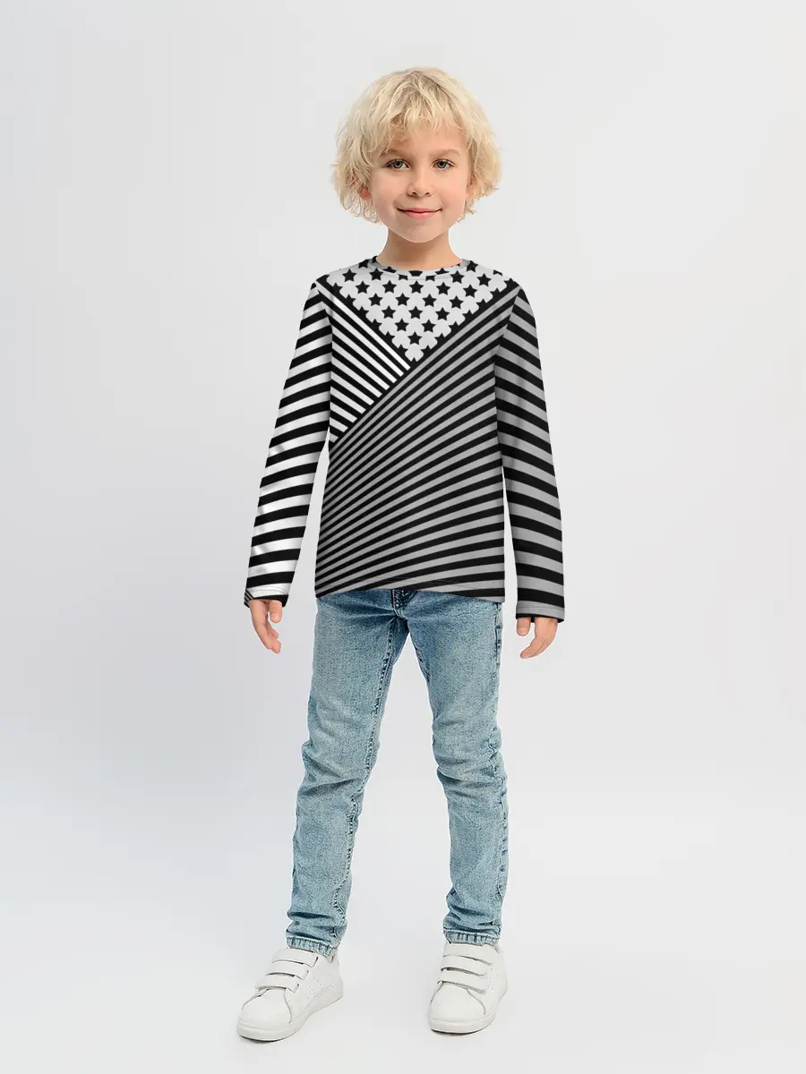 Детский лонгслив / Полосатый комбинированный узор