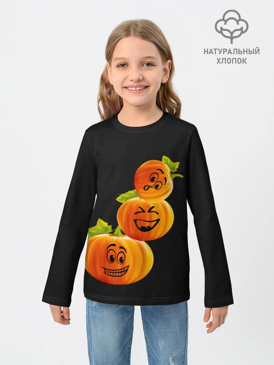 Детский лонгслив / Хэллоуин смешные тыквы
