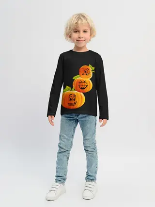 Детский лонгслив / Хэллоуин смешные тыквы