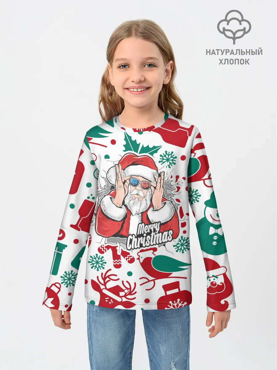 Детский лонгслив / Merry Christmas3D
