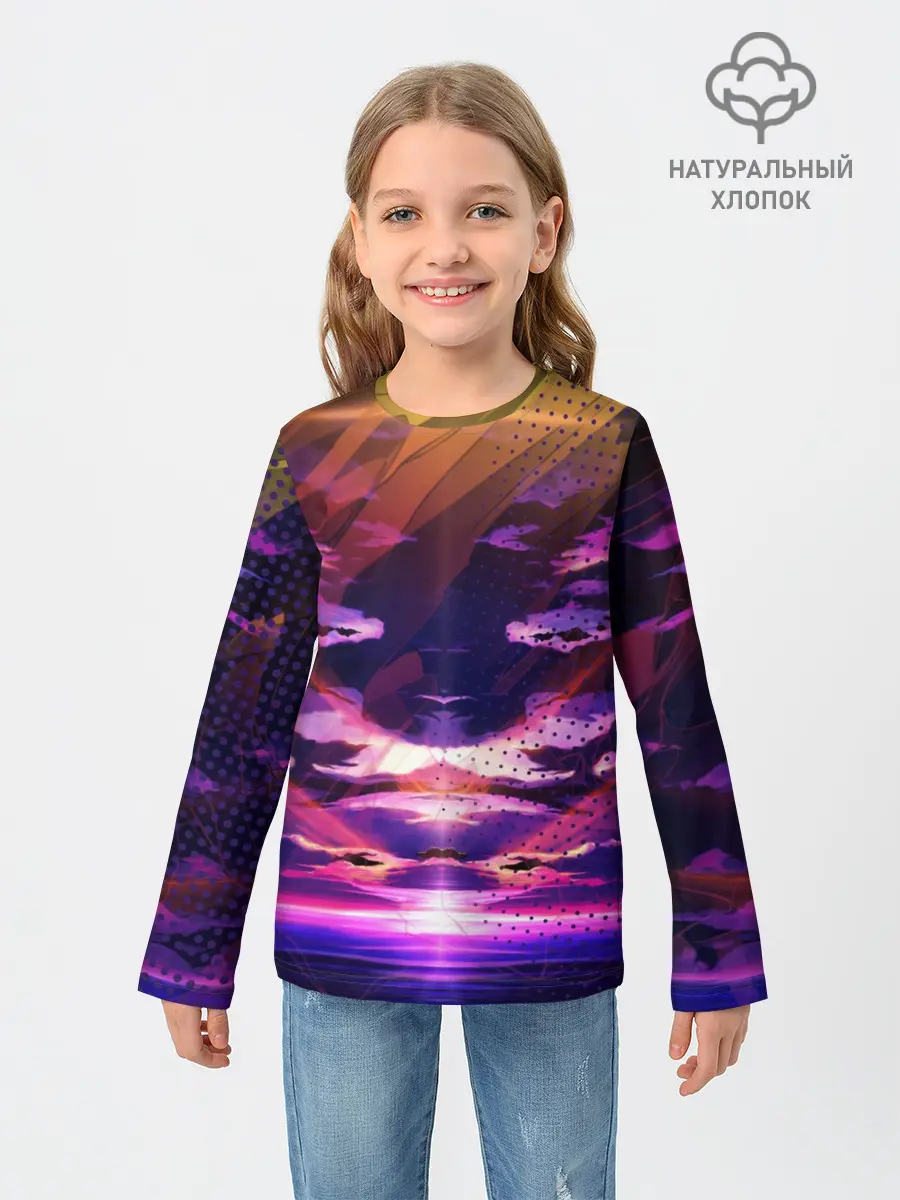 Детский лонгслив / Закат. Облака