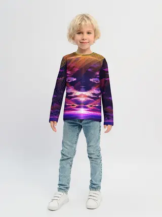 Детский лонгслив / Закат. Облака