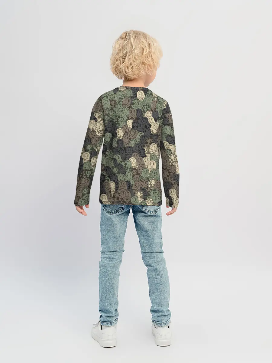 Детский лонгслив / Камуфляж из матрёшек