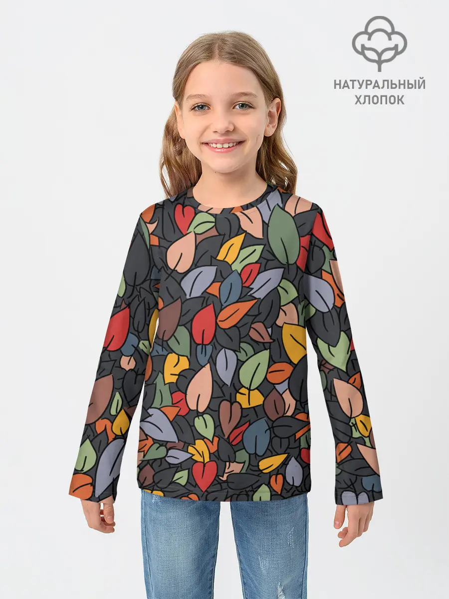 Детский лонгслив / Рисованная Осень
