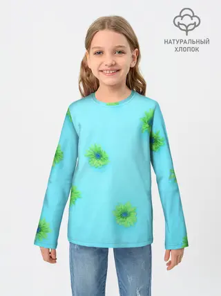 Детский лонгслив / Зеленые Цветочки