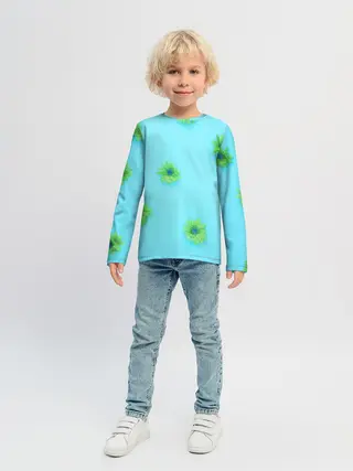 Детский лонгслив / Зеленые Цветочки
